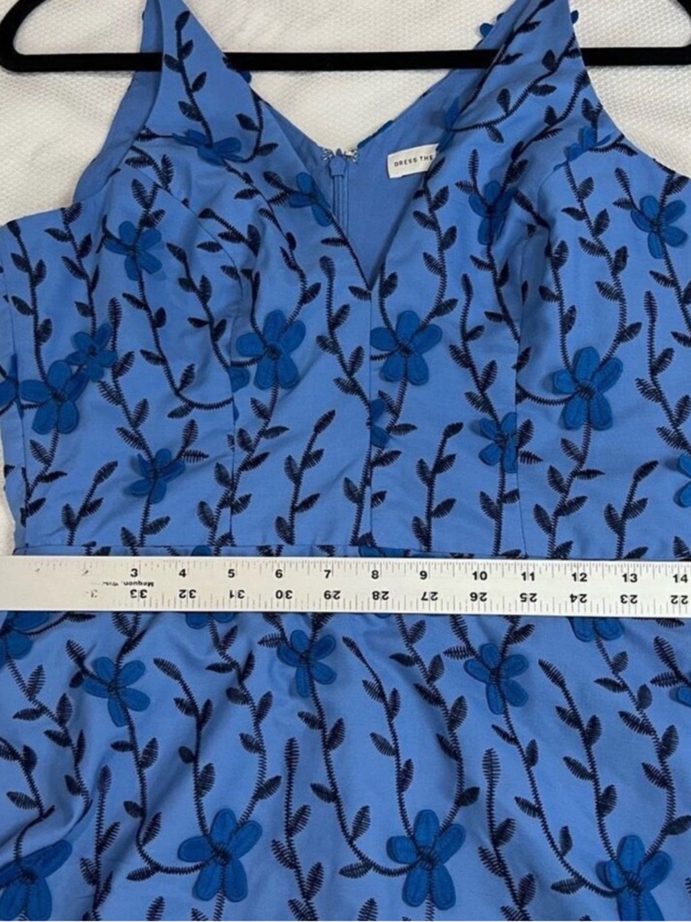 Dress the‎ Population Blue Floral Appliqué Juniper Crepe Unique Dress Sz M Woman - Picture 5 of 9